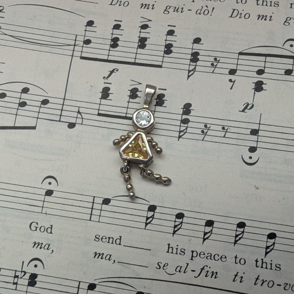 Silver and Gold Robot Pendant